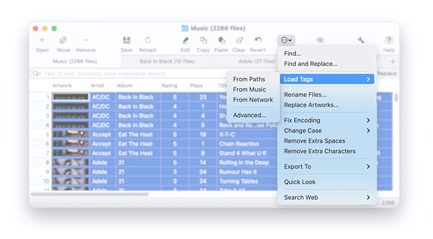 Loading Metadata from Online Databases, Path Components, Music and iTunes - Amvidia Tag Editor for Mac