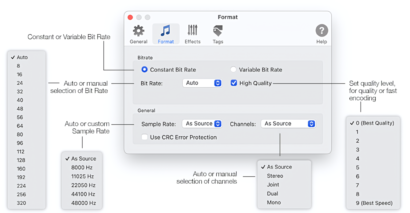 To MP3 Converter for Mac - Custom MP3 Settings - Preferences / Format