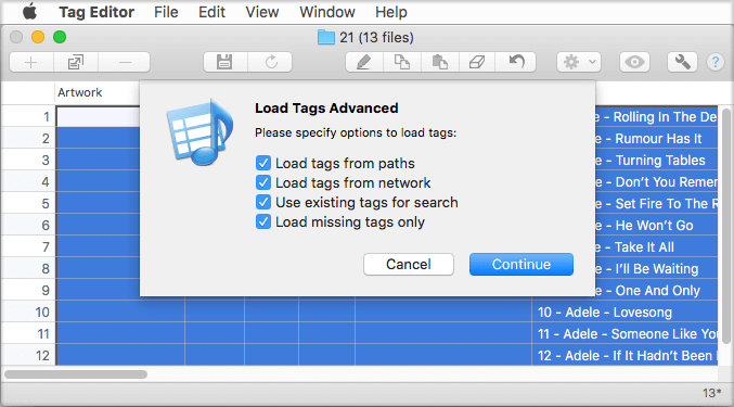Advanced loading of tags from Internet and paths with Amvidia Tag Editor for Mac